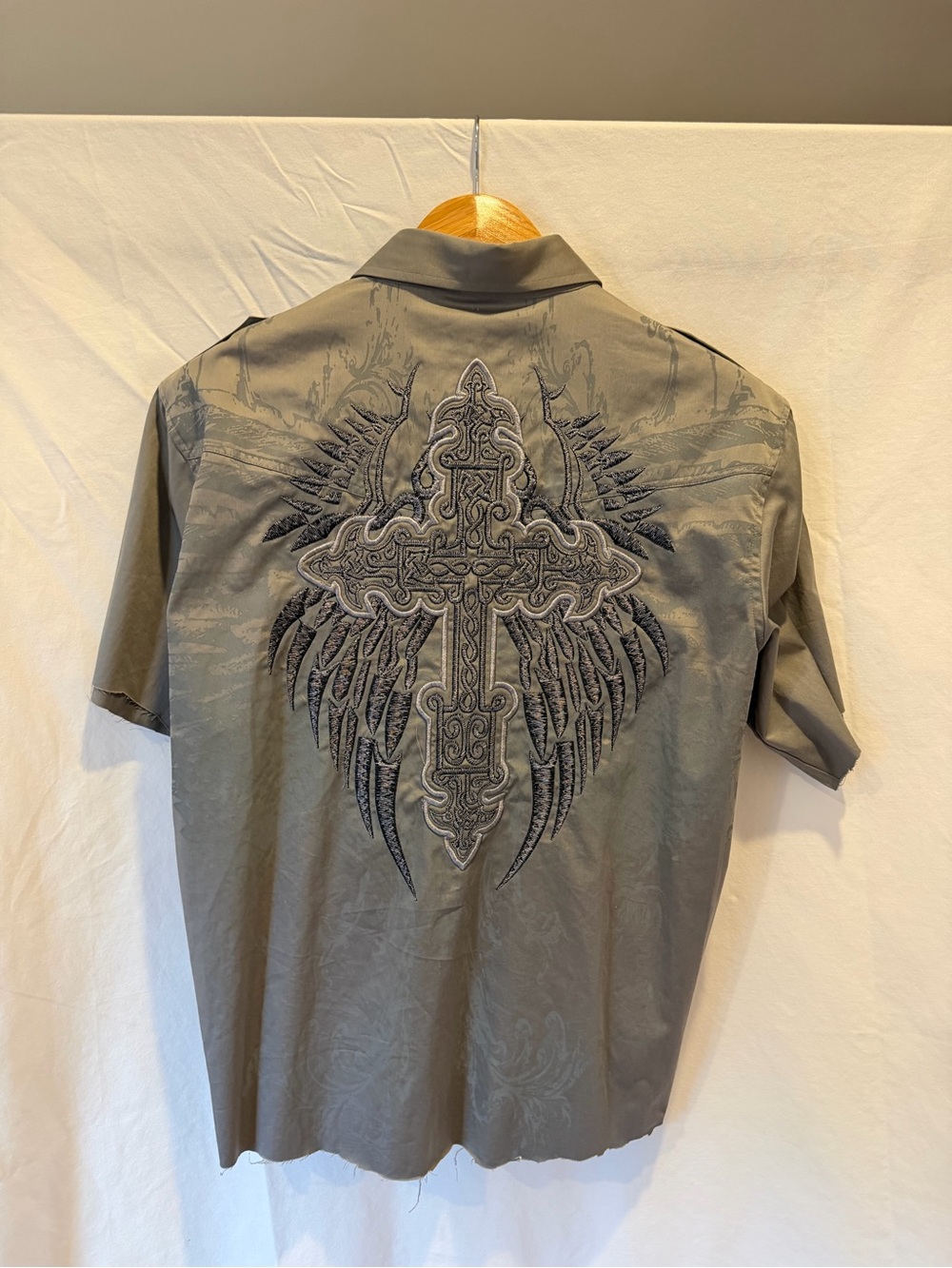 Y2K Tribal Button Up Affliction Style Grunge Size Medium